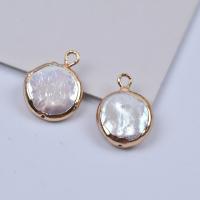 Freshwater Pearl Pendants with Brass Coin DIY white 12mm Sold By PC