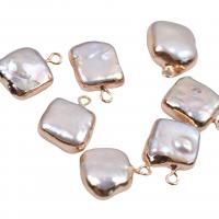 Freshwater Pearl Pendants with Brass Square DIY mixed colors 10mm Sold By PC