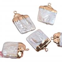 Freshwater Pearl Pendants, with Brass, Square, DIY, mixed colors, 17-18mm, Sold By PC