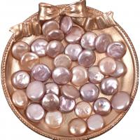 Perles nacres sans trou de culture d'eau douce, perle d'eau douce cultivée, pièce de monnaie, DIY & aucun trou, violet, 12mm, Vendu par PC