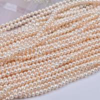 Runde ferskvandskulturperle Beads, Ferskvandsperle, du kan DIY, hvid, 4-5mm, Solgt Per 38 cm Strand