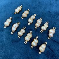 Freshwater Pearl Connector, with Brass, mixed colors, 10-11mm, Sold By PC