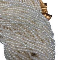 Runde ferskvandskulturperle Beads, Ferskvandsperle, du kan DIY, hvid, 3-3.5mm, Solgt Per 38 cm Strand