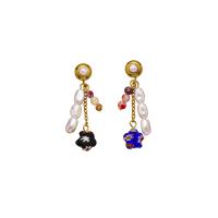 Stainless Steel Drop Earring, with ABS Plastic Pearl & Lampwork, plated, fashion jewelry & for woman, multi-colored, Sold By Pair