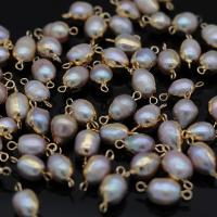 Freshwater Pearl Connector with Brass gold color plated fashion jewelry & DIY 8x16- Sold By PC