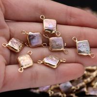 Freshwater Pearl Connector with Brass Rhombus gold color plated fashion jewelry & DIY 12x16- Sold By PC