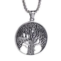 Stainless Steel Jewelry Necklace, 304 Stainless Steel, Tree, fashion jewelry & Unisex, more colors for choice, 38x43x2.50mm, Length:23.62 Inch, Sold By PC