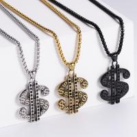 Stainless Steel Jewelry Necklace 304 Stainless Steel Dollar Sign plated fashion jewelry & Unisex Length 23.62 Inch Sold By PC