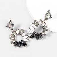 Resin Earring Zinc Alloy with Resin fashion jewelry & for woman & with rhinestone Sold By Pair
