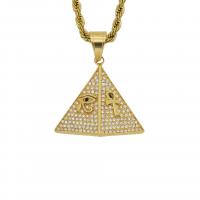Titanium Steel Pendants Pyramidal gold color plated fashion jewelry & with rhinestone golden nickel lead & cadmium free Sold By PC