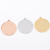 Stainless Steel Tag Charm, Round, polished, DIY, more colors for choice, 25mm, Hole:Approx 2mm, Sold By PC