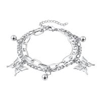 Stainless Steel Jewelry Bracelet, with 1.97inch extender chain, Butterfly, for woman, original color, Length:7.09 Inch, Sold By PC