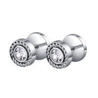 Stainless Steel Stud Earrings plated Unisex & micro pave cubic zirconia Sold By Pair