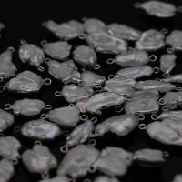 Perlas cultivadas de agua dulce Conector, con metal, Keishi, chapado en color de plata, Natural & Joyería & Bricolaje, 15x18-18x25mm, Vendido por UD