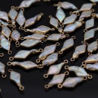perla d'acquadolce coltivata naturalmente connettore, with ottone, Rhombus, placcato color oro, Naturale & gioielli di moda & DIY, 10x18-12x20mm, Venduto da PC
