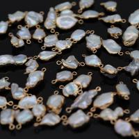 Freshwater Pearl Kontaktdon, med Mässing, Keishi, guldfärg pläterade, Naturligt & mode smycken & DIY, 15x18-18x25mm, Säljs av PC