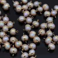 Freshwater Pearl Connector with Brass Round gold color plated Natural & fashion jewelry & DIY 8x16- Sold By PC