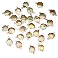 Natürliche kultivierte Süßwasserperlen Schmuckverbinder, mit Messing, flache Runde, goldfarben plattiert, Modeschmuck & DIY, 10x18-12x20mm, verkauft von PC