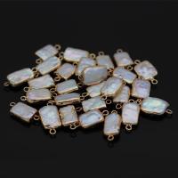 Freshwater Pearl Connector, with Brass, Rectangle, gold color plated, Natural & fashion jewelry & DIY, 10x18-12x20mm, Sold By PC