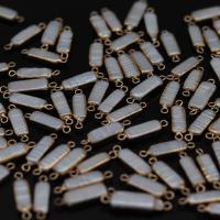 perla d'acquadolce coltivata naturalmente connettore, with ottone, Rettangolo, placcato color oro, Naturale & gioielli di moda & DIY, 7x15-8x20mm, Venduto da PC