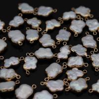 perla d'acquadolce coltivata naturalmente connettore, with ottone, placcato color oro, Naturale & gioielli di moda & DIY, 10x20-12x22mm, Venduto da PC
