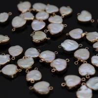 perla d'acquadolce coltivata naturalmente connettore, with ottone, Cuore, placcato color oro, Naturale & gioielli di moda & DIY, 15x15mm, Venduto da PC