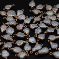 perle d'eau douce cultivée connecteur, avec laiton, Baroque, Placage de couleur d'or, Naturel & bijoux de mode & DIY, 15x18-18x26mm, Vendu par PC
