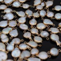 perle d'eau douce cultivée connecteur, avec laiton, Placage de couleur d'or, Naturel & bijoux de mode & DIY, 10x18-12x20mm, Vendu par PC