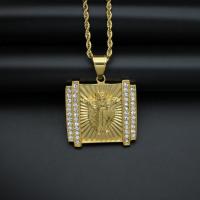 Titanium Steel Pendants gold color plated fashion jewelry & with rhinestone golden nickel lead & cadmium free Sold By PC