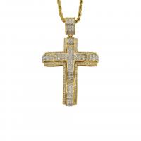 Titanium Steel Pendants, Cross, gold color plated, fashion jewelry & with rhinestone, golden, nickel, lead & cadmium free, Sold By PC