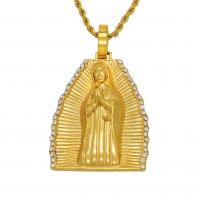 Titanium Steel Pendants, Virgin Mary, gold color plated, fashion jewelry & with rhinestone, golden, nickel, lead & cadmium free, Sold By PC