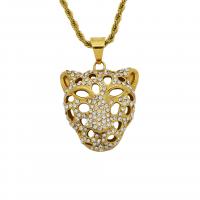 Stainless Steel Animal Pendants Leopard gold color plated fashion jewelry & with rhinestone & hollow golden nickel lead & cadmium free Sold By PC