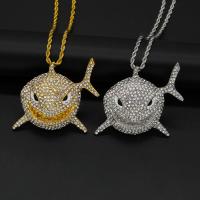 Stainless Steel Animal Pendants Shark plated fashion jewelry & with rhinestone nickel lead & cadmium free Sold By PC