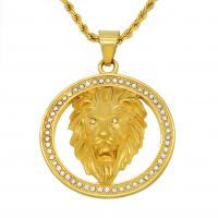Titanium Steel Pendants, gold color plated, fashion jewelry & with rhinestone, golden, nickel, lead & cadmium free, Sold By PC