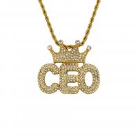 Stainless Steel Pendants, gold color plated, fashion jewelry & with rhinestone, golden, nickel, lead & cadmium free, Sold By PC
