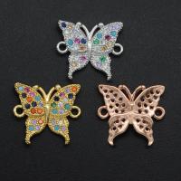 Cubic Zirconia Micro Pave Brass Connector, Butterfly, plated, DIY & micro pave cubic zirconia, more colors for choice, Sold By PC
