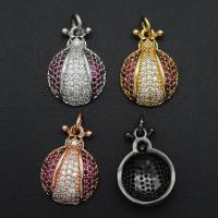 Cubic Zirconia Micro Pave Brass Pendant, Ladybug, plated, DIY & micro pave cubic zirconia, more colors for choice, 20.30x12.60mm, Sold By PC
