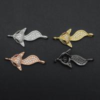 Cubic Zirconia Micro Pave Brass Connector Fox plated DIY & micro pave cubic zirconia Sold By PC