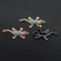 Cubic Zirconia Micro Pave Brass Connector Gecko plated DIY & micro pave cubic zirconia Sold By PC