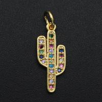 Cubic Zirconia Micro Pave Brass Pendant Opuntia Stricta plated DIY & micro pave cubic zirconia Sold By PC