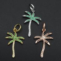 Cubic Zirconia Micro Pave Brass Pendant, Palm Tree, plated, DIY & micro pave cubic zirconia, more colors for choice, Sold By PC