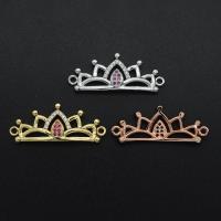 Cubic Zirconia Micro Pave Brass Connector Crown plated DIY & micro pave cubic zirconia Sold By PC