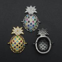 Cubic Zirconia Micro Pave Brass Connector, Pineapple, plated, DIY & micro pave cubic zirconia, more colors for choice, 23x17.30mm, Sold By PC