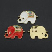 Cubic Zirconia Micro Pave Brass Connector Elephant plated DIY & micro pave cubic zirconia & enamel Sold By PC