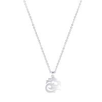 Edelstahl Schmuck Halskette, Drachen, plattiert, für Frau, Silberfarbe, 25x21x1mm, Länge:45 cm, verkauft von PC