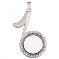 Floating Charms Pendant Zinc Alloy with Glass Music Note plated DIY & with rhinestone Sold By PC
