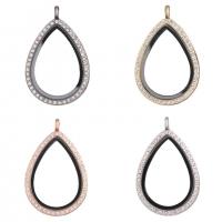 Floating Charms Pendant Zinc Alloy with Glass Teardrop plated DIY & with rhinestone Sold By PC