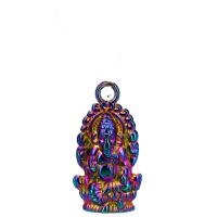 Tibetan Style Pendants, colorful plated, DIY, multi-colored, 26x14mm, Length:45 cm, Sold By PC