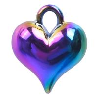 Pendentifs coeur en alliage de zinc, Placage coloré, DIY, multicolore, 13x11mm, Longueur 45 cm, Vendu par PC