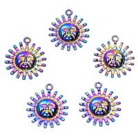 Tibetan Style Pendants, Sun, colorful plated, DIY, multi-colored, 22x19mm, Length:45 cm, Sold By PC